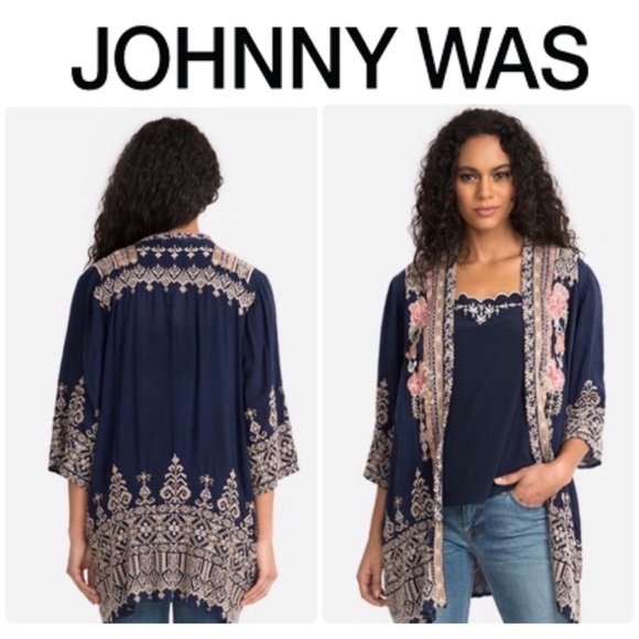 Johnny Was EUC Helena Kimono, Floral Embroidered size Medium - Picture 5 of 13